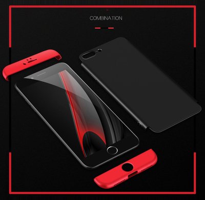 Microsonic Apple iPhone 8 Plus Kılıf Double Dip 360 Protective AYS Kırmızı