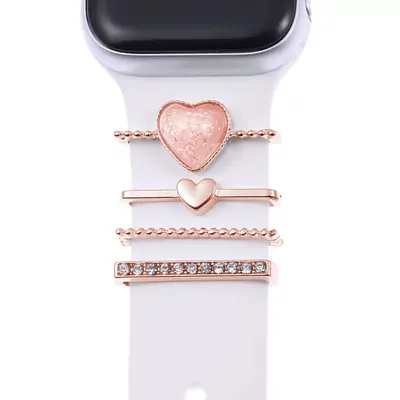 Microsonic Apple Watch 11 46mm Kordon Süsü Charm İnci Kalp Rose Gold