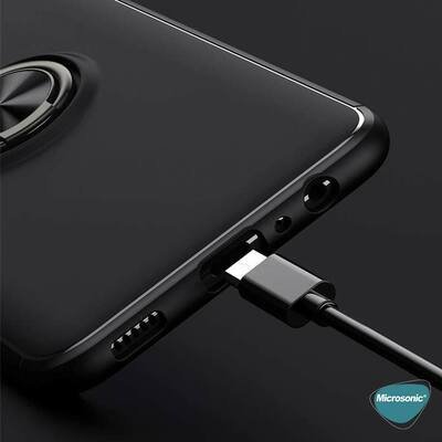 Microsonic Samsung Galaxy A03s Kılıf Kickstand Ring Holder Siyah