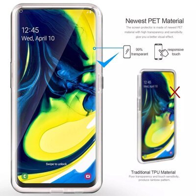 Microsonic Samsung Galaxy A80 Kılıf Komple Gövde Koruyucu Silikon Şeffaf