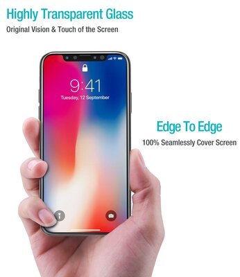 Microsonic Apple iPhone X Kavisli Temperli Cam Ekran Koruyucu Film Siyah