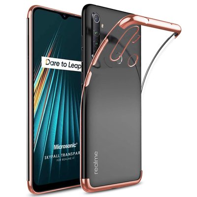 Microsonic Realme 6i Kılıf Skyfall Transparent Clear Rose Gold