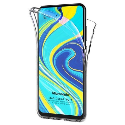 Microsonic Xiaomi Redmi Note 9 Pro Max Kılıf Komple Gövde Koruyucu Silikon Şeffaf