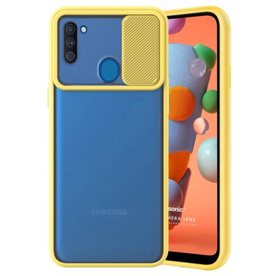 Microsonic Samsung Galaxy A11 Kılıf Slide Camera Lens Protection Sarı