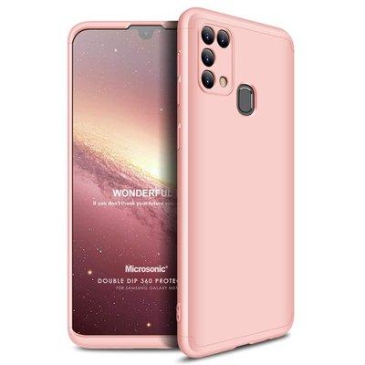 Microsonic Samsung Galaxy M31 Kılıf Double Dip 360 Protective AYS Rose Gold