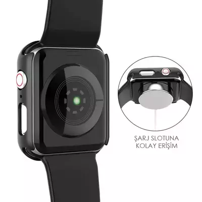 Microsonic Apple Watch SE 2022 44mm Kılıf Matte Premium Slim WatchBand Koyu Yeşil