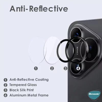 Microsonic Huawei Pura 70 Pro Tekli Kamera Lens Koruma Camı Siyah