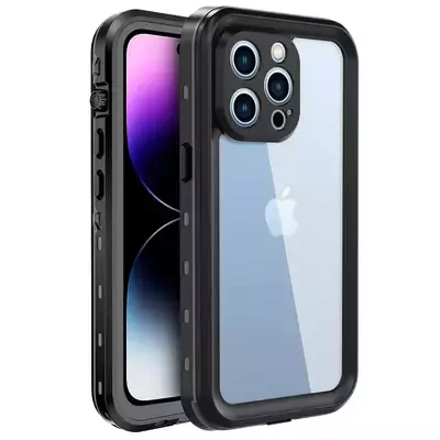 Microsonic Apple iPhone 14 Pro Kılıf Waterproof 360 Full Body Protective Siyah