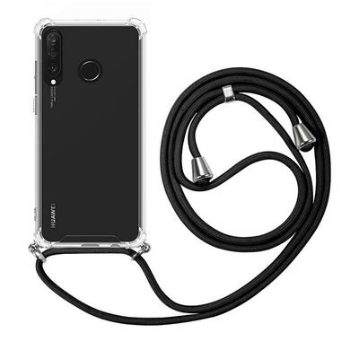 Microsonic Huawei P30 Lite Kılıf Neck Lanyard Siyah