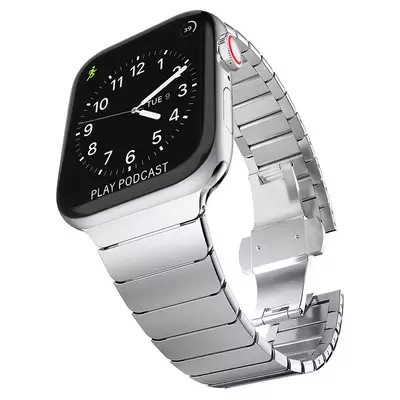 Microsonic Apple Watch Series 9 41mm Kordon Link Bracelet Band Siyah