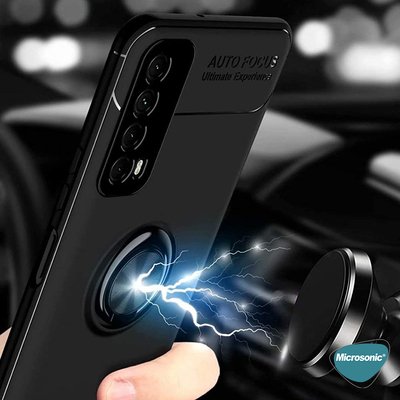 Microsonic Huawei P Smart 2021 Kılıf Kickstand Ring Holder Kırmızı