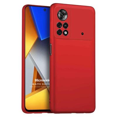 Microsonic Xiaomi Poco M4 Pro 4G Kılıf Matte Silicone Kırmızı