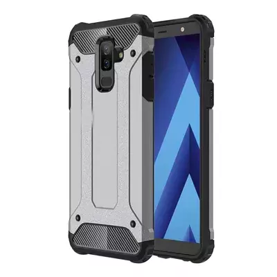 Microsonic Samsung Galaxy J8 Kılıf Rugged Armor Gümüş