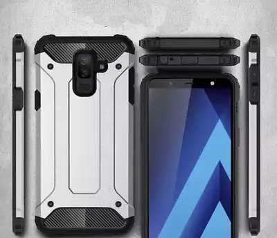 Microsonic Samsung Galaxy J8 Kılıf Rugged Armor Gümüş