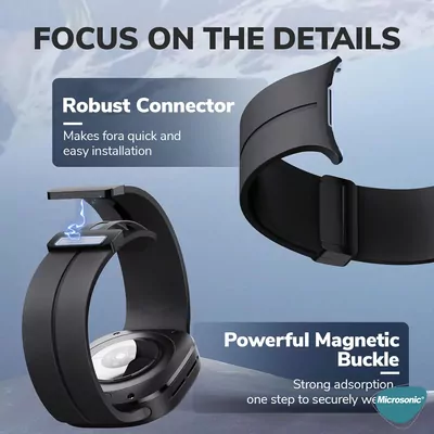 Microsonic Samsung Galaxy Watch 8 44mm Kordon Ribbon Line Siyah