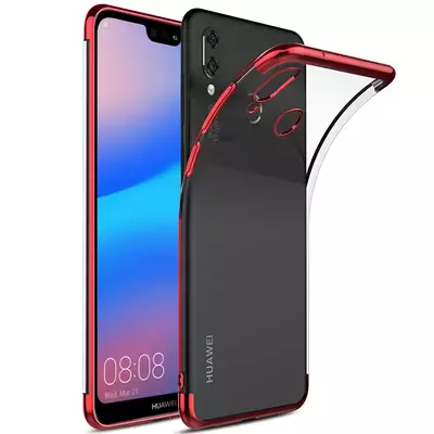 Microsonic Huawei P20 Lite Kılıf Skyfall Transparent Clear Kırmızı