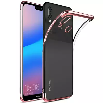 Microsonic Huawei P20 Lite Kılıf Skyfall Transparent Clear Rose Gold