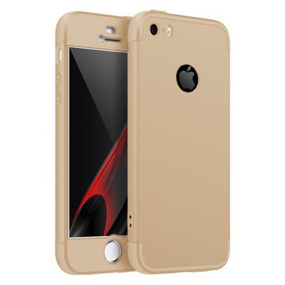 Microsonic Apple iPhone 5 Kılıf Double Dip 360 Protective AYS Gold