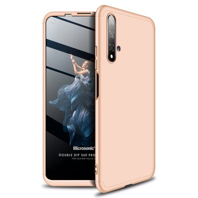 Microsonic Huawei Nova 5T Kılıf Double Dip 360 Protective AYS Gold