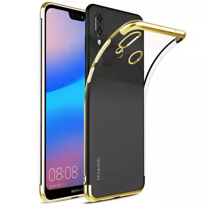 Microsonic Huawei P20 Lite Kılıf Skyfall Transparent Clear Gold