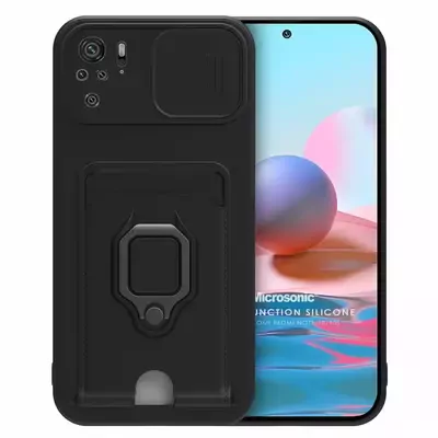 Microsonic Xiaomi Poco M5s Kılıf Multifunction Silicone Siyah