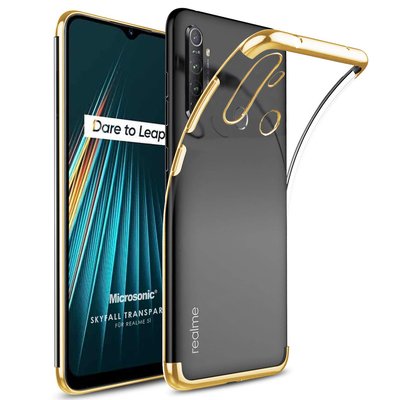 Microsonic Realme 5i Kılıf Skyfall Transparent Clear Gold