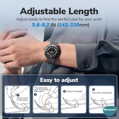 Microsonic Samsung Galaxy Watch 8 40mm Kordon Ribbon Line Siyah