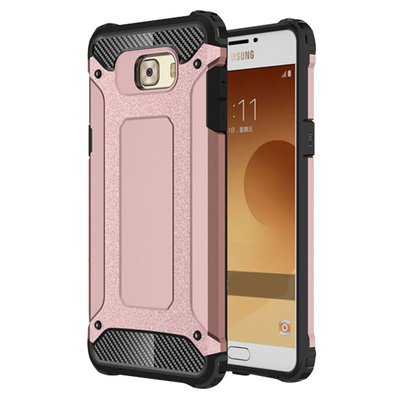 Microsonic Samsung Galaxy C7 Pro Kılıf Rugged Armor Rose Gold