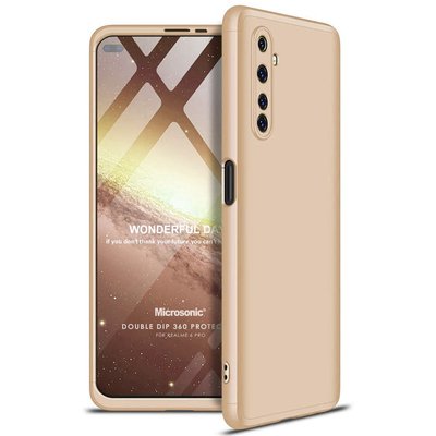 Microsonic Realme 6 Pro Kılıf Double Dip 360 Protective AYS Gold