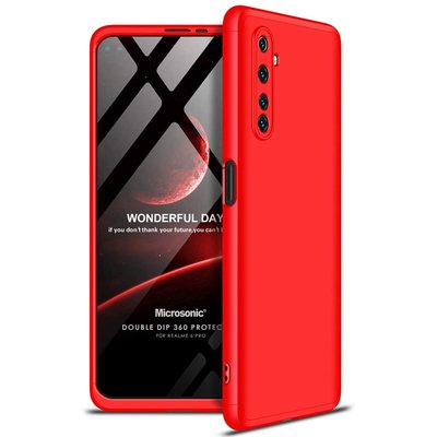 Microsonic Realme 6 Pro Kılıf Double Dip 360 Protective AYS Kırmızı