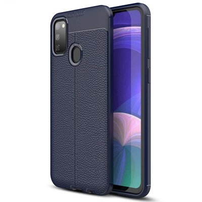 Microsonic Samsung Galaxy M30S Kılıf Deri Dokulu Silikon Lacivert