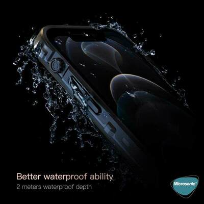 Microsonic Apple iPhone 13 Pro Kılıf Waterproof 360 Full Body Protective Siyah