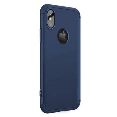 Microsonic Apple iPhone XS Kılıf Double Dip 360 Protective AYS Lacivert