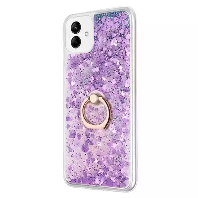 Microsonic Samsung Galaxy A04 Kılıf Glitter Liquid Holder Mor