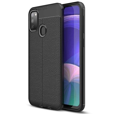 Microsonic Samsung Galaxy M30S Kılıf Deri Dokulu Silikon Siyah