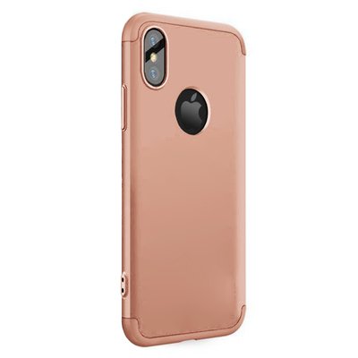 Microsonic Apple iPhone XS Kılıf Double Dip 360 Protective AYS Rose Gold