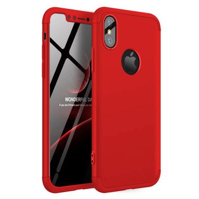 Microsonic Apple iPhone XS Kılıf Double Dip 360 Protective AYS Kırmızı