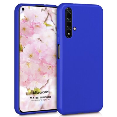 Microsonic Huawei Nova 5T Kılıf Matte Silicone Mavi