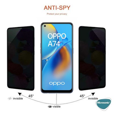 Microsonic Oppo A74 4G Invisible Privacy Kavisli Ekran Koruyucu Siyah