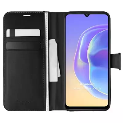 Microsonic Vivo V21e Kılıf Delux Leather Wallet Siyah