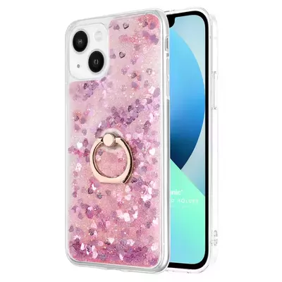 Microsonic Apple iPhone 13 Kılıf Glitter Liquid Holder Pembe