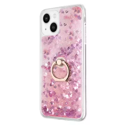 Microsonic Apple iPhone 13 Kılıf Glitter Liquid Holder Pembe