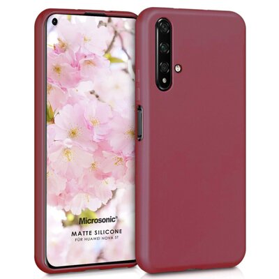 Microsonic Huawei Nova 5T Kılıf Matte Silicone Mor