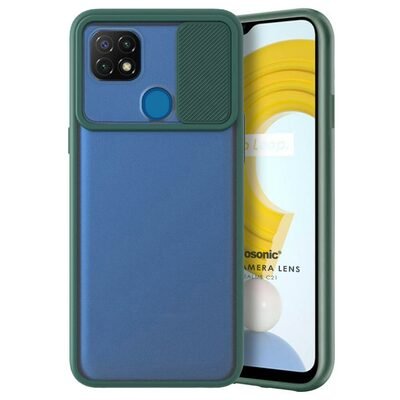 Microsonic Realme C21 Kılıf Slide Camera Lens Protection Koyu Yeşil