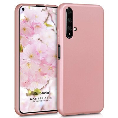 Microsonic Huawei Nova 5T Kılıf Matte Silicone Rose Gold