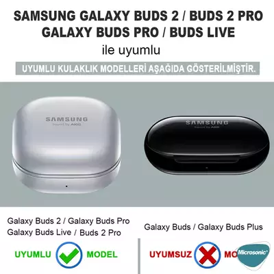 Microsonic Samsung Galaxy Buds Live Kılıf Süslü Kalp Desenli Kırmızı