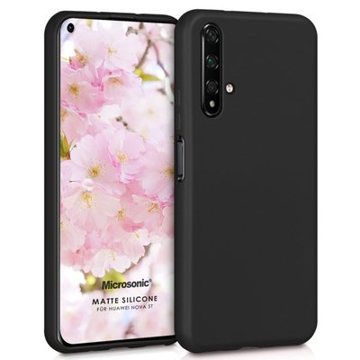 Microsonic Huawei Nova 5T Kılıf Matte Silicone Siyah