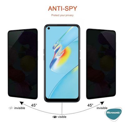 Microsonic Oppo A55 4G Invisible Privacy Kavisli Ekran Koruyucu Siyah