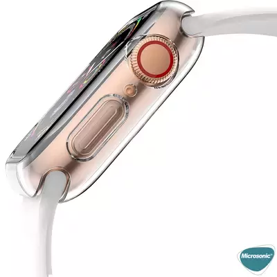 Microsonic Apple Watch Series 9 41mm Kılıf 360 Full Round Soft Silicone Şeffaf