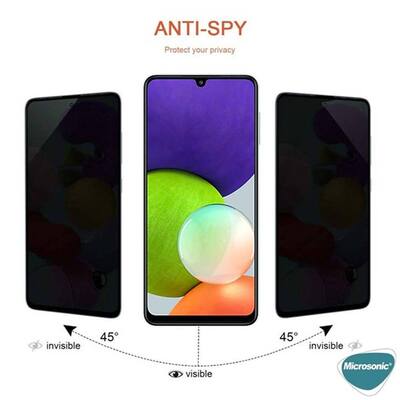 Microsonic Samsung Galaxy A22 4G Invisible Privacy Kavisli Ekran Koruyucu Siyah